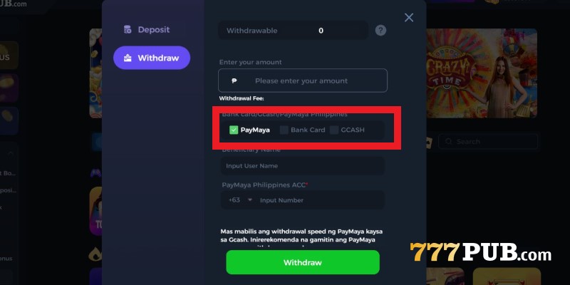 Details-the-variety-of-payment-methods-available-in-the-777pub-withdraw-money-section